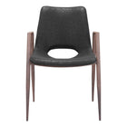Zuo Desi Dining Chair - Black/Walnut - Set of 2-Plush and durable faux leather fabric