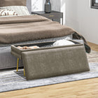 HOMCOM Upholstered Storage Bench for End of Bed - Beige-Colour: Beige