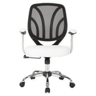 Work Smart Screen Back Task Chair With White Faux Leather Seat, Black and White-Breathable screen back with built-in lumbar support