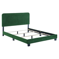 Modway Celine Channel Tufted Performance Velvet Full Bed - Emerald-Full Bed