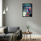 Wayne Gretzky Edmonton Oilers Jumping Over Bench - Framed Canvas - 22" x 31"-Ready to hang - arrives fully assembled