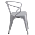 Flash Furniture Silver Metal Indoor-Outdoor Chair with Arms-Drain Holes in Seat