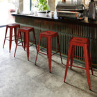 Flash Furniture 30" High Backless Distressed Kelly Red Metal Indoor-Outdoor Barstool-Stacks up to 10 Chairs High