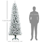 HOMCOM 7' Flocked Pencil Artificial Christmas Tree with Steel Base - Green-Stable steel base provides reliable support 