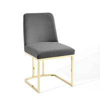 Modway Amplify Sled Base Performance Velvet Dining Side Chair - Gold/Grey-Glam Deco Dining Chair