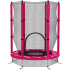 Qaba 55" Toddler Trampoline with Safety Enclosure - Pink-Wear-resistant jump pad features a cute, engaging pattern 
