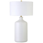 Hudson&Canal Sloane 29" Tall Ceramic Table Lamp with Fabric Shade - Matte White/White-Transitional design for your living room, workspace, or bed side table