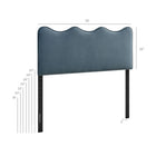 Modway Athena Stain-Resistant Performance Velvet King Size Headboard - Cadet Blue-Scalloped Wave Design