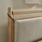 Modway Leni Full Size Wood Platform Bed Frame - Light Oak Heathered Ivory-Faux Leather Straps