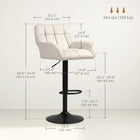 HOMCOM Adjustable Swivel Tufted Fabric Bar Stools - Cream White - 2 Pack-The swivel seat allows a free rotation of 360 degrees
