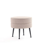 Manhattan Comfort Bailey 18.11" Mid-Century Modern Polyester Blend Upholstered Ottoman - Oatmeal with Black Legs-Mid-Century Modern Ottoman Perfect for Living Room Use