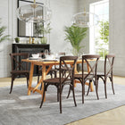 Flash Furniture HERCULES Series Stackable Mahogany Wood Cross Back Chair-Stacks up to 8 Chairs High