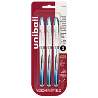 uni-ball Vision Elite BLX Rollerball Pens – 0.8mm – Blue BLX Ink – 3 Pack-Rollerball Pens