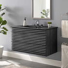 Modway Render 36" Wall-Mount Bathroom Vanity - Charcoal/Black-MDF and Particleboard