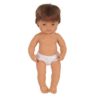 Miniland Anatomically Correct 15" Baby Doll - Caucasian Boy - Red Hair-Articulated body