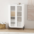 Manhattan Comfort Abbey 31.5" Modern Décor Cabinet - White-Includes 2 Ribbed Tempered Glass Soft Close Doors with 4 Adjustable Shelf Spaces