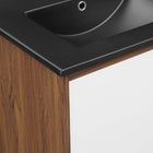 Modway Transmit 48" Double Sink Bathroom Vanity - Walnut/Black-Particleboard and Walnut Grain Veneer