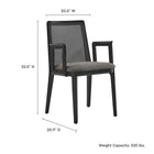 Modway Monarch Wood and Rattan Dining Armchair - Black/Grey-Dense Foam Padding