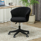 Vinsetto Fluffy Armless Office Chair with Adjustable Height - Black-Teddy fleece fabric is soft and comfortable
