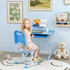 Qaba Kids Desk & Chair Set Height Adjustable Student Writing Desk - Blue-Your kids can also adjust the angle of the tabletop up to 45°
