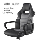 Emerge Vector Luxura Faux Leather Gaming Chair - Black/Grey-Luxura faux leather upholstery