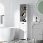 Kleankin Bathroom Linen Tower Cabinet with Three Open Shelves - White-Modern style matches with any home décor