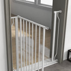 PawHut 30"- 34" Extra Wide Dog Gate with Double Locking System - White-Material: Steel, ABS
