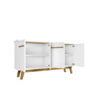 Manhattan Comfort Yonkers 62.99" Mid-Century Modern Sideboard - White-90° Open Door Style Including Soft Close Features
