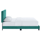Modway Celine Channel Tufted Performance Velvet Twin Platform Bed - Teal-Performance Velvet Upholstery