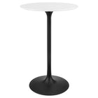 Modway Lippa 28" Round Wood Bar Table - Black White-Modern Bar Table