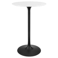 Modway Lippa 28" Round Wood Bar Table - Black White-Modern Bar Table