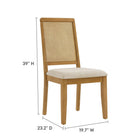 Modway Arlo Faux Rattan and Wood Dining Side Chairs - Natural/Heathered Weave Light Beige - 2 Pack-Heathered Weave Fabric Upholstery