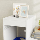 Qaba Toy Storage Organizer Kids Bookshelf with 6 Plastic Bins - Yellow & Blue-Perfectly sized for kids to reach toys and books
