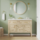 Modway Elysian 48" Wood Single Sink Bathroom Vanity - White/Burl-8" Centerset Holes