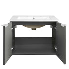 Modway Maybelle 24" Wall-Mount Bathroom Vanity - Grey/White-L-Shaped Metal Pulls