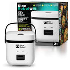 Rice Robot XL 2 qt Personal Nonstick Rice Cooker with Stainless Steel Steamer Tray - White-Capacity for family meals: 2 quart cooker makes 1 to 4 cups uncooked rice (up to 8 cups cooked) ideal for family meals, entertaining, and meal prep