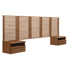 Modway Render 7-Piece Wall Mount Queen Headboard with Nightstands - Walnut-Headboard and Nightstands Set