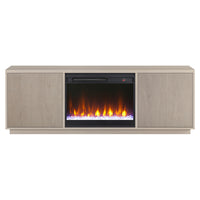 Hudson&Canal Hanson TV Stand with 26" Crystal Fireplace for TV's up to 75" - Alder White-A transitional design accommodates TVs up to 75" for your entertaining space