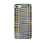 Gry Mattr Plaid Fabric Case for iPhone 6, 7, 8 - Mustard/Blue-Soft Fabric with Microfibre lining to prevent scratches