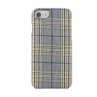 Gry Mattr Plaid Fabric Case for iPhone 6, 7, 8 - Mustard/Blue-Soft Fabric with Microfibre lining to prevent scratches