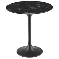 Modway Lippa 20" Round Faux Marble Side Table - Black-Modern Side Table