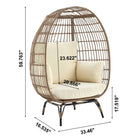 Manhattan Comfort Spezia 33.46" Modern Patio Freestanding Egg Chair - Tan/Cream-Removeable Cushions with Zipper. Made of High Quality Water Proof Fabric. Washable Fabric