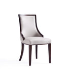 Manhattan Comfort Grand 18.5" Traditional Faux Leather Upholstered Dining Chair - Light Grey - Set of 4-Standard 4-Leg Base