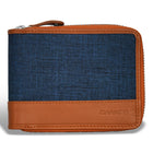 Champs Denim Leather Zip Around Wallet - Tan/Blue-Leather Zip around wallet in gift box