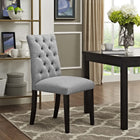 Modway Duchess Button Tufted Fabric Dining Chair - Light Grey-Solid Rubberwood Legs