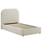 Modway Keynote Upholstered Fabric Curved Twin Platform Bed - Heathered Weave Ivory-Twin Size Platform Bed