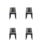 Manhattan Comfort Gansevoort 19" Modern Faux Leather Upholstered Dining Chair - Pebble Grey - Set of 4-Modern Dining Chair for Dining Room and Task Use. Set of 4
