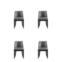 Manhattan Comfort Gansevoort 19" Modern Faux Leather Upholstered Dining Chair - Pebble Grey - Set of 4-Modern Dining Chair for Dining Room and Task Use. Set of 4