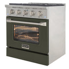 Kucht 30" KNG Series Pro Style Propane Gas Range - Stainless Steel/Olive Green-Interchangeable oven door available in nine colors