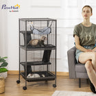 PawHut 45" H 4-Tier Small Pet Cage - Silver Grey- A hammock included for good resting 
